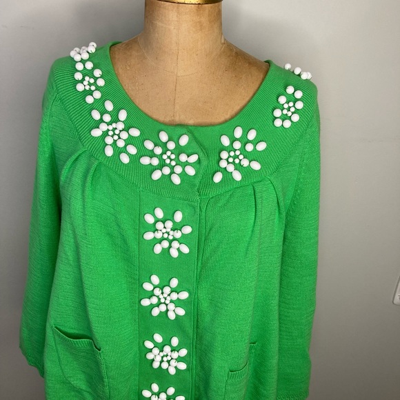 Pretty Lime Green Beaded Milly If New York Sweater - Picture 1 of 6